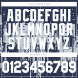 Custom Navy White-Silver 3D Pattern Design Dripping Splatter Paint Authentic Baseball Jersey