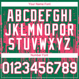 Custom Kelly Green White-Neon Pink 3D Pattern Design Dripping Splatter Paint Authentic Baseball Jersey