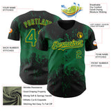 Custom Black Kelly Green-Yellow 3D Pattern Design Abstract Splatter Grunge Paint Authentic Baseball Jersey