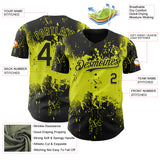 Custom Black Neon Yellow 3D Pattern Design Abstract Splatter Grunge Paint Authentic Baseball Jersey