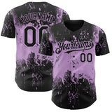 Custom Black Light Purple 3D Pattern Design Abstract Splatter Grunge Paint Authentic Baseball Jersey