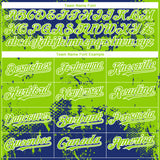 Custom Royal Neon Green-White 3D Pattern Design Abstract Splatter Grunge Paint Authentic Baseball Jersey