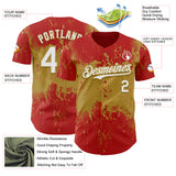 Custom Red White-Old Gold 3D Pattern Design Abstract Splatter Grunge Paint Authentic Baseball Jersey
