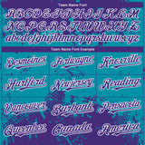 Custom Purple Teal-White 3D Pattern Design Abstract Splatter Grunge Paint Authentic Baseball Jersey