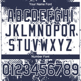 Custom Navy White 3D Pattern Design Abstract Splatter Grunge Paint Authentic Baseball Jersey