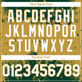 Custom Green White-Old Gold 3D Pattern Design Abstract Splatter Grunge Paint Authentic Baseball Jersey
