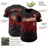 Custom Black Vintage USA Flag Crimson-Cream 3D Pattern Design Abstract Splatter Grunge Paint Authentic Baseball Jersey