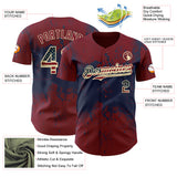 Custom Crimson Vintage USA Flag Navy-Cream 3D Pattern Design Abstract Splatter Grunge Paint Authentic Baseball Jersey