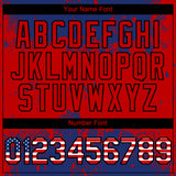 Custom Royal USA Flag Red-Black 3D Pattern Design Abstract Splatter Grunge Paint Authentic Baseball Jersey