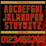 Custom Black Red-Old Gold 3D Pattern Design Paint Stroke Grunge Streak Authentic Baseball Jersey
