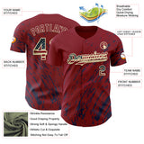 Custom Crimson Vintage USA Flag Navy-Cream 3D Pattern Design Paint Stroke Grunge Streak Authentic Baseball Jersey