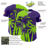 Custom Purple Neon Green-Black 3D Pattern Design Hawaii Palm Trees Tropical Coconut Authentic Baseball Jersey