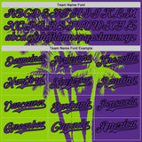 Custom Purple Neon Green-Black 3D Pattern Design Hawaii Palm Trees Tropical Coconut Authentic Baseball Jersey