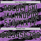 Custom Medium Purple Black-White 3D Pattern Design Paint Splash Stripe Authentic Baseball Jersey