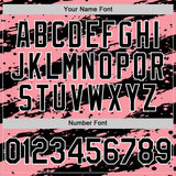 Custom Medium Pink Black-White 3D Pattern Design Paint Splash Stripe Authentic Baseball Jersey