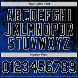 Custom Black Royal-White 3D Pattern Design Abstract Fragment Splatter Authentic Baseball Jersey
