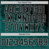Custom Black Midnight Green-White 3D Pattern Design Abstract Fragment Splatter Authentic Baseball Jersey