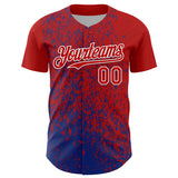 Custom Red Royal-White 3D Pattern Design Abstract Fragment Splatter Authentic Baseball Jersey