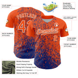 Custom Orange Royal-White 3D Pattern Design Abstract Fragment Splatter Authentic Baseball Jersey