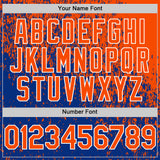 Custom Orange Royal-White 3D Pattern Design Abstract Fragment Splatter Authentic Baseball Jersey