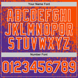 Custom Orange Purple-White 3D Pattern Design Abstract Fragment Splatter Authentic Baseball Jersey