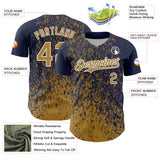 Custom Navy Old Gold-White 3D Pattern Design Abstract Fragment Splatter Authentic Baseball Jersey