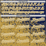 Custom Navy Old Gold-White 3D Pattern Design Abstract Fragment Splatter Authentic Baseball Jersey