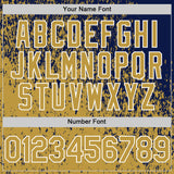 Custom Navy Old Gold-White 3D Pattern Design Abstract Fragment Splatter Authentic Baseball Jersey