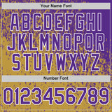 Custom Purple Old Gold-White 3D Pattern Design Abstract Fragment Splatter Authentic Baseball Jersey