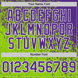 Custom Purple Neon Green-White 3D Pattern Design Abstract Fragment Splatter Authentic Baseball Jersey