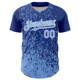 Custom Royal Light Blue-White 3D Pattern Design Abstract Fragment Splatter Authentic Baseball Jersey