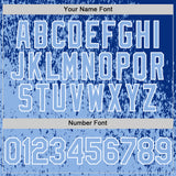 Custom Royal Light Blue-White 3D Pattern Design Abstract Fragment Splatter Authentic Baseball Jersey