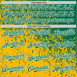 Custom Kelly Green Gold-White 3D Pattern Design Abstract Fragment Splatter Authentic Baseball Jersey