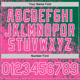 Custom Kelly Green Pink-White 3D Pattern Design Abstract Fragment Splatter Authentic Baseball Jersey