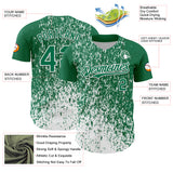 Custom Kelly Green White 3D Pattern Design Abstract Fragment Splatter Authentic Baseball Jersey