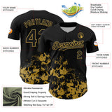 Custom Black Old Gold Splatter Authentic Baseball Jersey