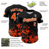 Custom Black Orange-White Splatter Authentic Baseball Jersey
