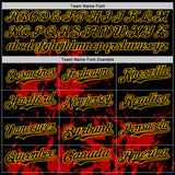 Custom Black Yellow-Red Splatter Authentic Baseball Jersey