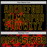 Custom Black Yellow-Red Splatter Authentic Baseball Jersey