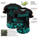 Custom Black Aqua Splatter Authentic Baseball Jersey