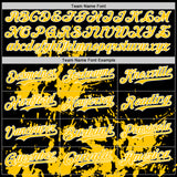 Custom Black Yellow-White Splatter Authentic Baseball Jersey