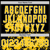 Custom Black Yellow-White Splatter Authentic Baseball Jersey