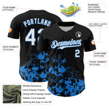 Custom Black White-Powder Blue Splatter Authentic Baseball Jersey