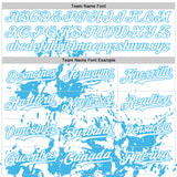 Custom White Sky Blue Splatter Authentic Baseball Jersey