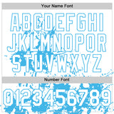 Custom White Sky Blue Splatter Authentic Baseball Jersey
