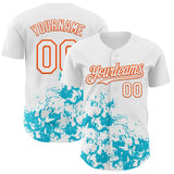 Custom White Orange-Lakes Blue Splatter Authentic Baseball Jersey