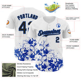 Custom White Black-Thunder Blue Splatter Authentic Baseball Jersey