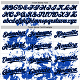 Custom White Black-Thunder Blue Splatter Authentic Baseball Jersey
