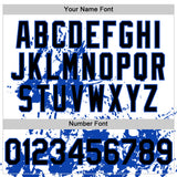 Custom White Black-Thunder Blue Splatter Authentic Baseball Jersey