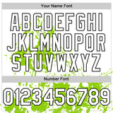 Custom White Black-Neon Green Splatter Authentic Baseball Jersey